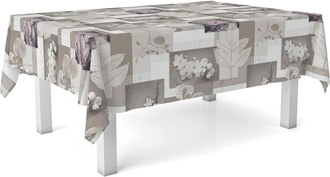 Nappe en Toile Cirée Rectangulaire 100x140 cm – Anti-Taches Imperméable Zen Feuilles