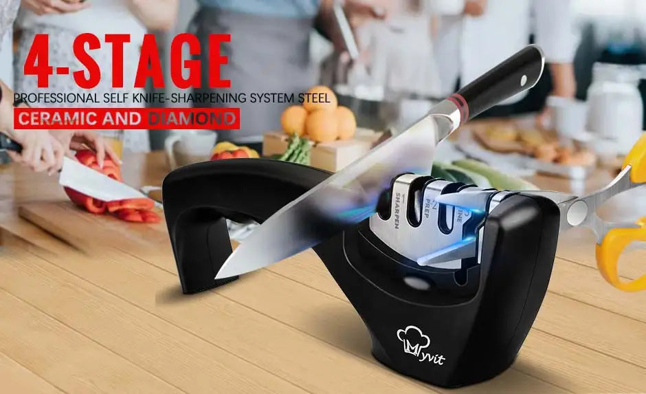 Aiguiseur de Couteaux Professionnel – 3 ou 4 Étapes, Diamond/Céramique/Tungstène