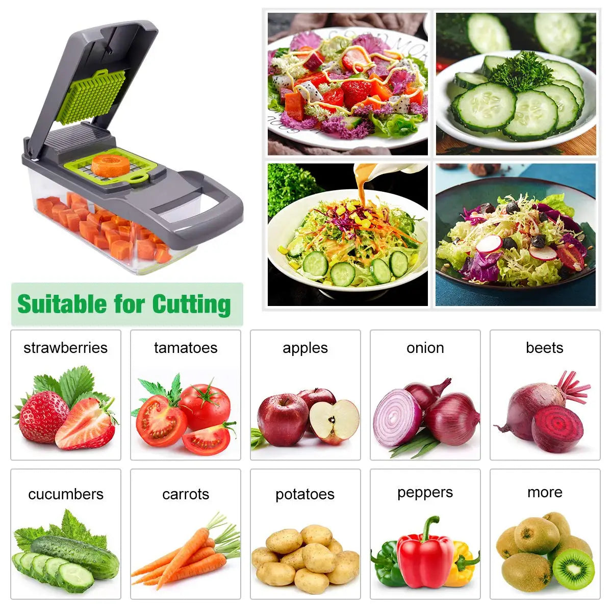 Coupe‑Légumes Multifonction 6‑en‑1 – Mandoline & Râpe Manuelle – Accessoire de Cuisine