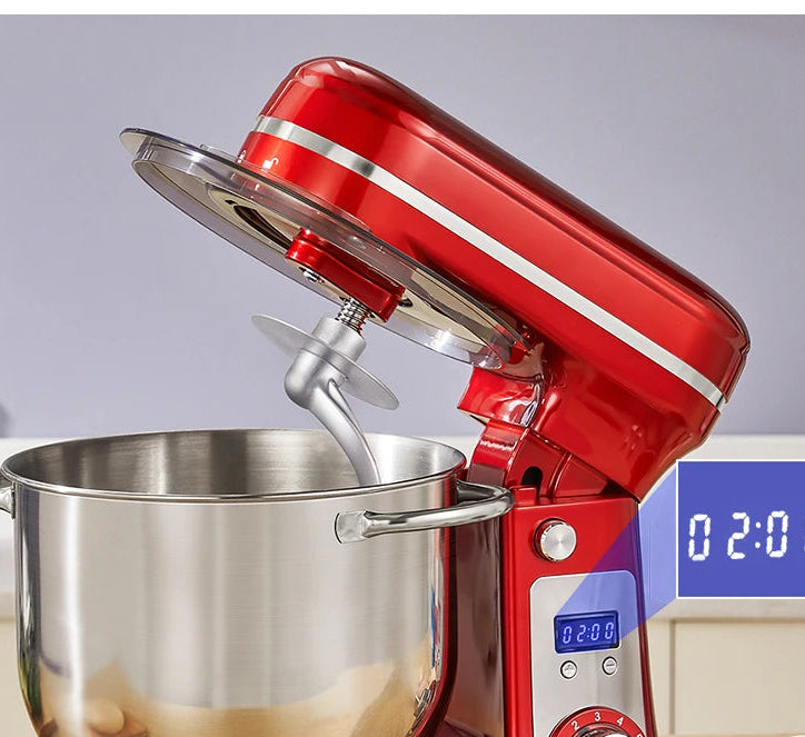 BioloMix Robot Pâtissier 6L – 1200W, 6 Vitesses, Silencieux, Fouet / Pétrin / Batteur