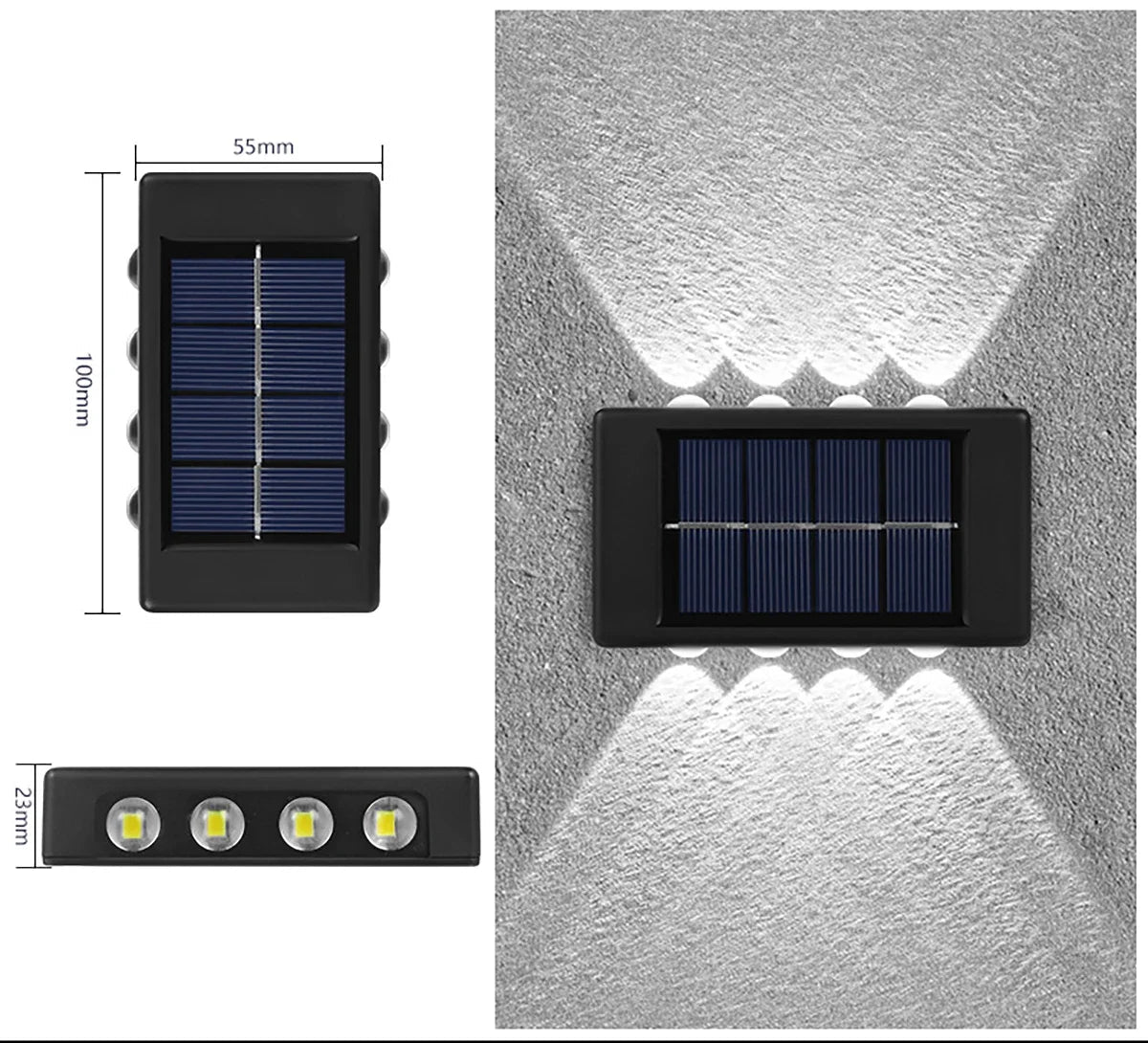 Waterproof Solar LED Wall Light – 4 to 16 LEDs – Outdoor Lighting