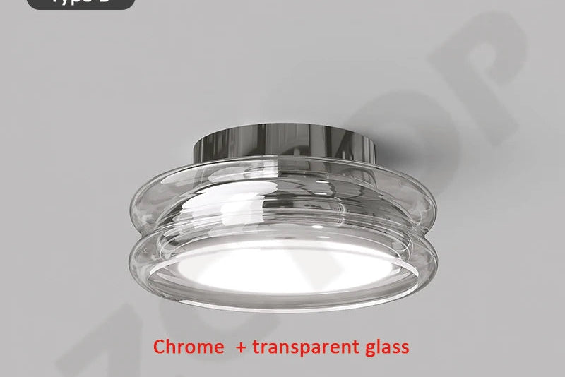 Plafonnier LED Nordique en Verre – Dimmable, Télécommande, Chrome ou Noir | Nordic Glass Ceiling Light