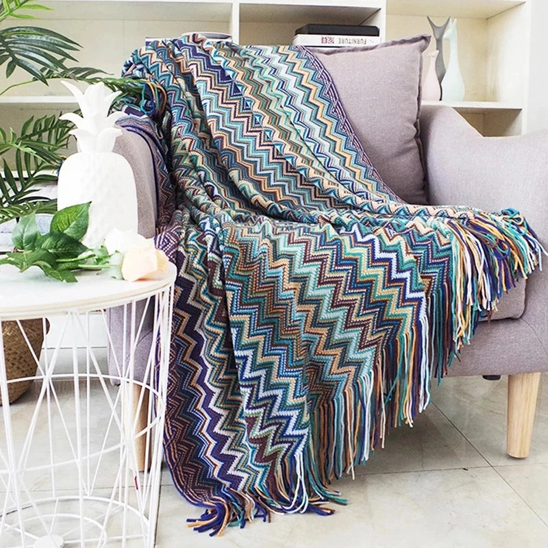Plaid Boho Aztec – Couverture & Jeté de Canapé – Multi Tailles