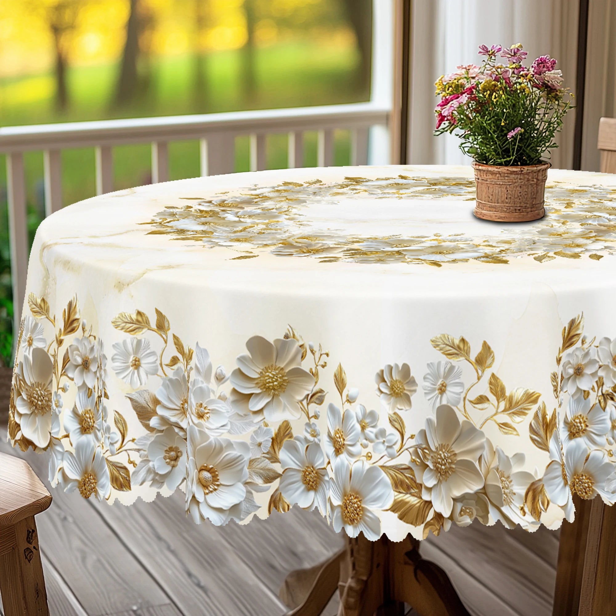 Nappe Florale Printanière Imperméable – Impression 3D – Ronde ou Carrée