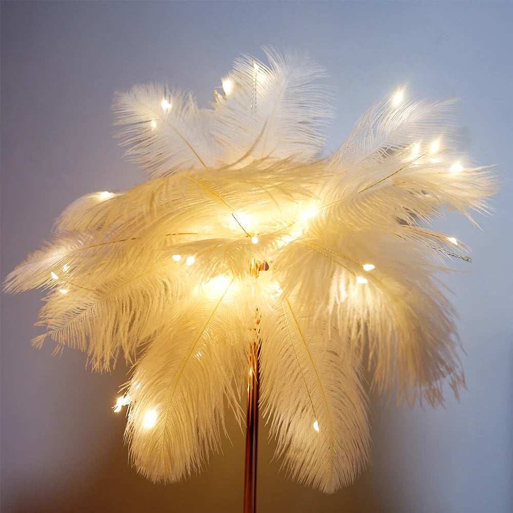 Lampe de Table Plumes LED – Touch Control & Rechargeable – Déco Chambre & Mariage