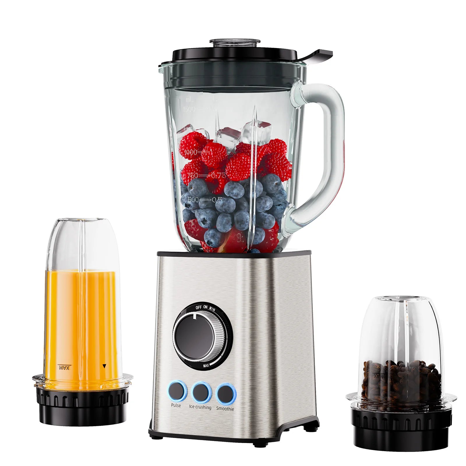 BioloMix 3-in-1 Blender – 1300W Smoothie Maker, Personal Blender & Multifunction Grinder