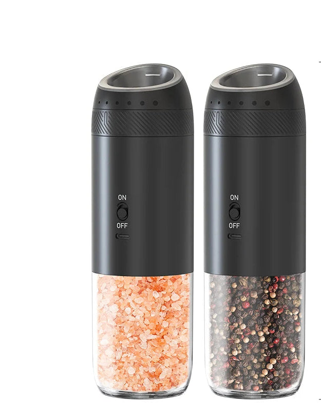 Moulin Électrique Sel & Poivre – LED Intégrée, Gravité Automatique, Rechargeable – 1 ou 2 pièces