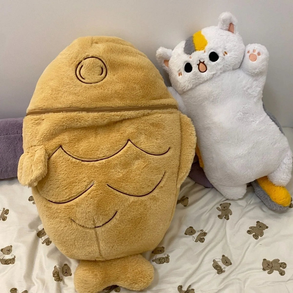 Peluche Kawaii Chat Taiyaki & Lapin Carotte – Coussin Doudou Anime | 27 à 80cm