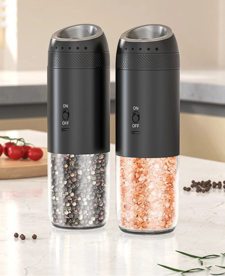 Moulin Électrique Sel & Poivre – LED Intégrée, Gravité Automatique, Rechargeable – 1 ou 2 pièces