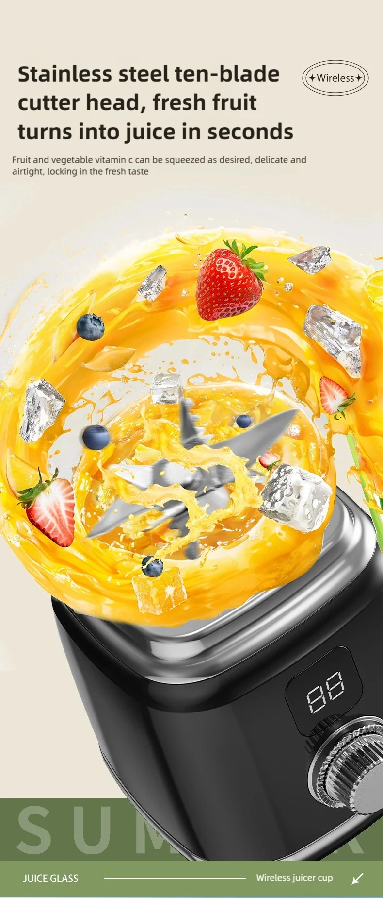 Extracteur de Jus Multifonction 10 Lames – Blender & Broyeur Glace, Haut Rendement
