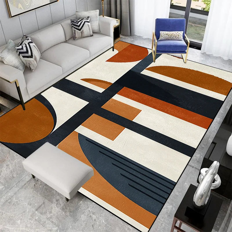 Tapis Géométrique Nordique – Lavable, Antidérapant, Style Scandinave