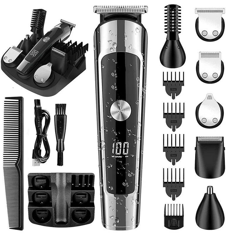 Tondeuse Multifonction 6-en-1 – Barbe, Corps, Waterproof | Rechargeable USB