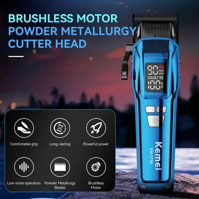 Tondeuse Professionnelle Kemei KM-2796 – Moteur Brushless, 4600mAh | 260 min