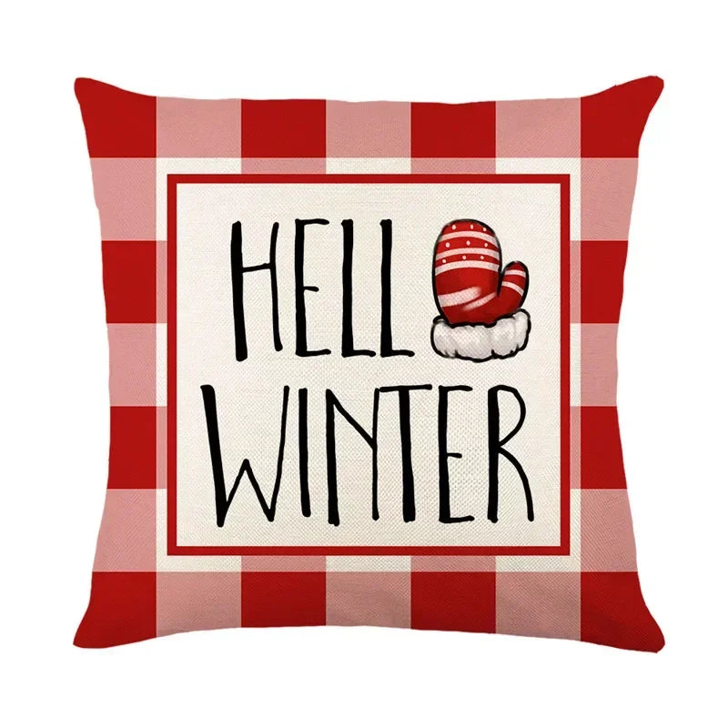 Housse de Coussin Noël ❄️🦨 | Flocons & Cerfs – Décoration Fêtes & Canapé
