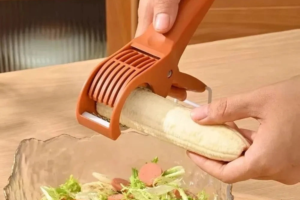 Multifunction Stainless Steel Slicer – Vegetables, Fruits & Sausages | Green & Orange