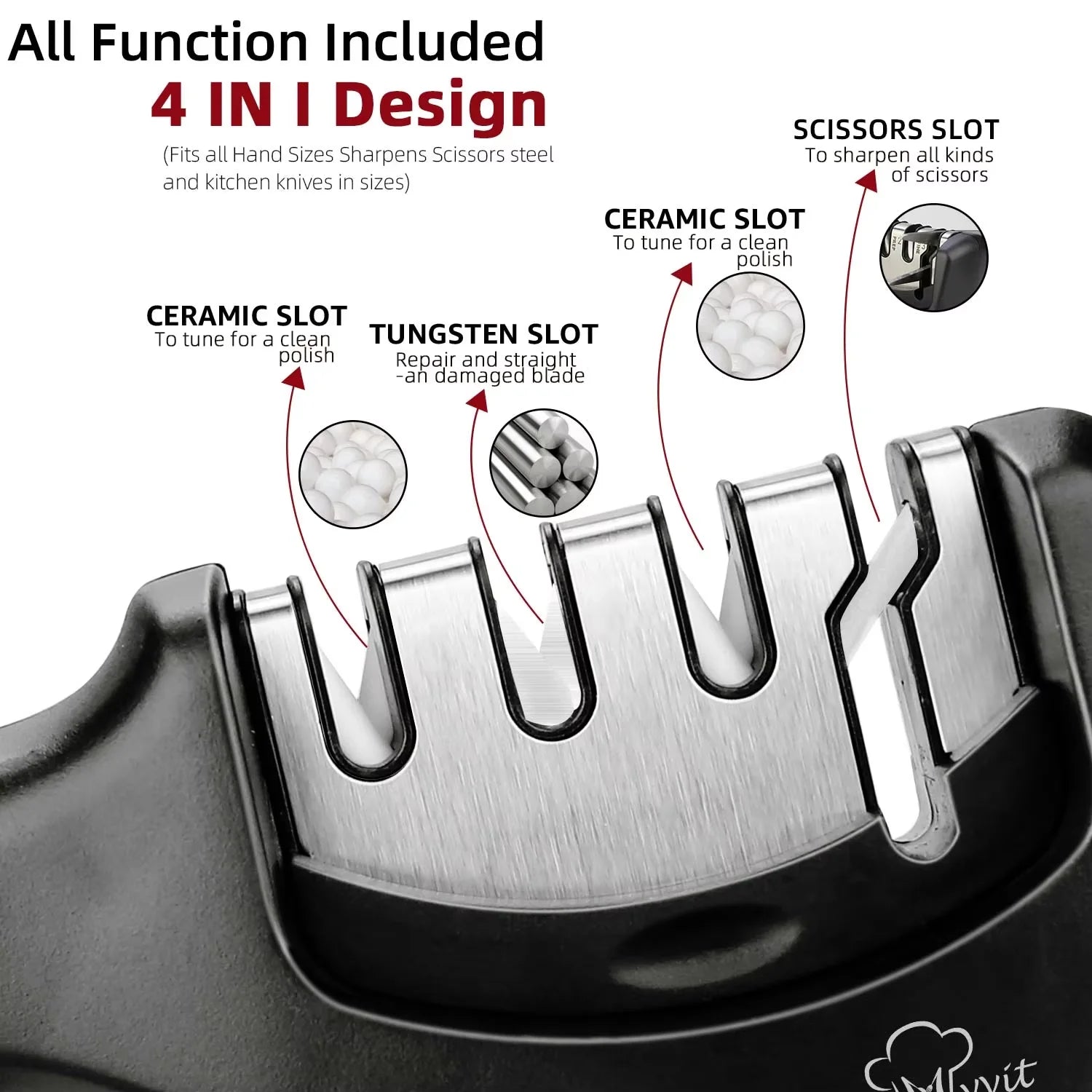 Aiguiseur de Couteaux Professionnel – 3 ou 4 Étapes, Diamond/Céramique/Tungstène