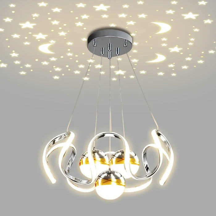 Lustre LED Suspendu Style Nordique – Design Art – Or, Noir ou Chrome – Dimmable Télécommande – Salon & Cuisine