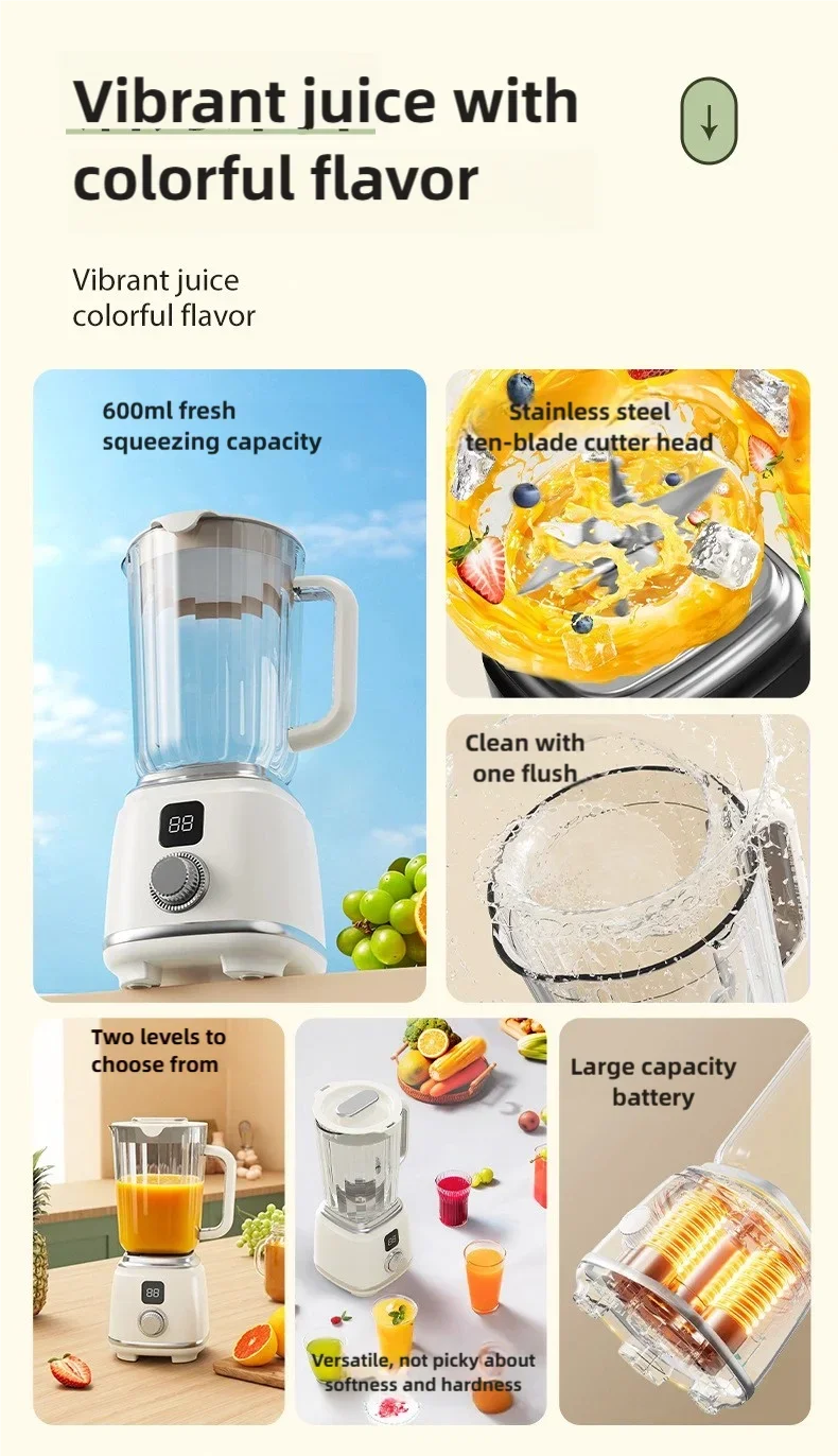 Extracteur de Jus Multifonction 10 Lames – Blender & Broyeur Glace, Haut Rendement
