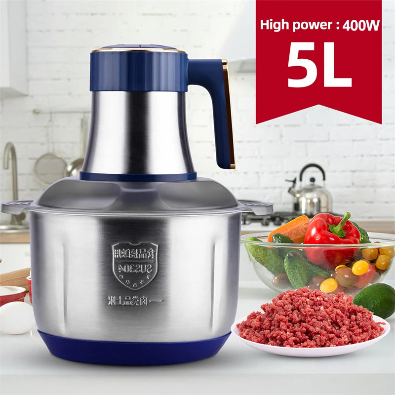 Hachoir à Viande Électrique 3 Vitesses – Inox, Mixeur Multifonction Légumes & Viande, 2L