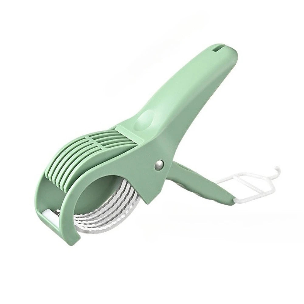 Trancheur Multifonction Inox – Légumes, Fruits & Saucisses | Vert & Orange