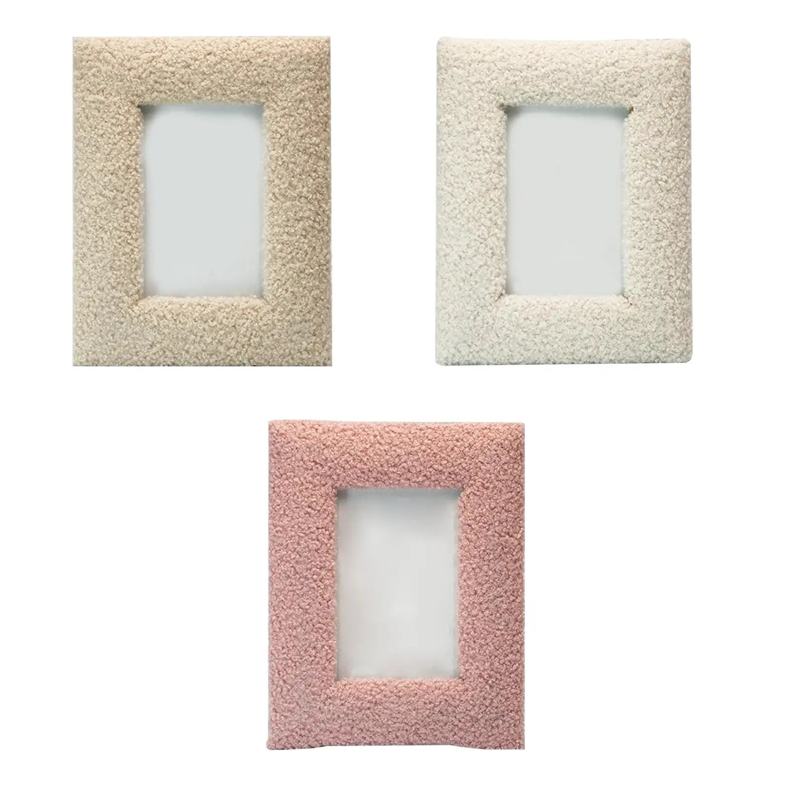 Cadre Photo Décoratif 🖼️ | Bois & Peluche – Style Minimaliste – Poser ou Accrocher – 3 Coloris