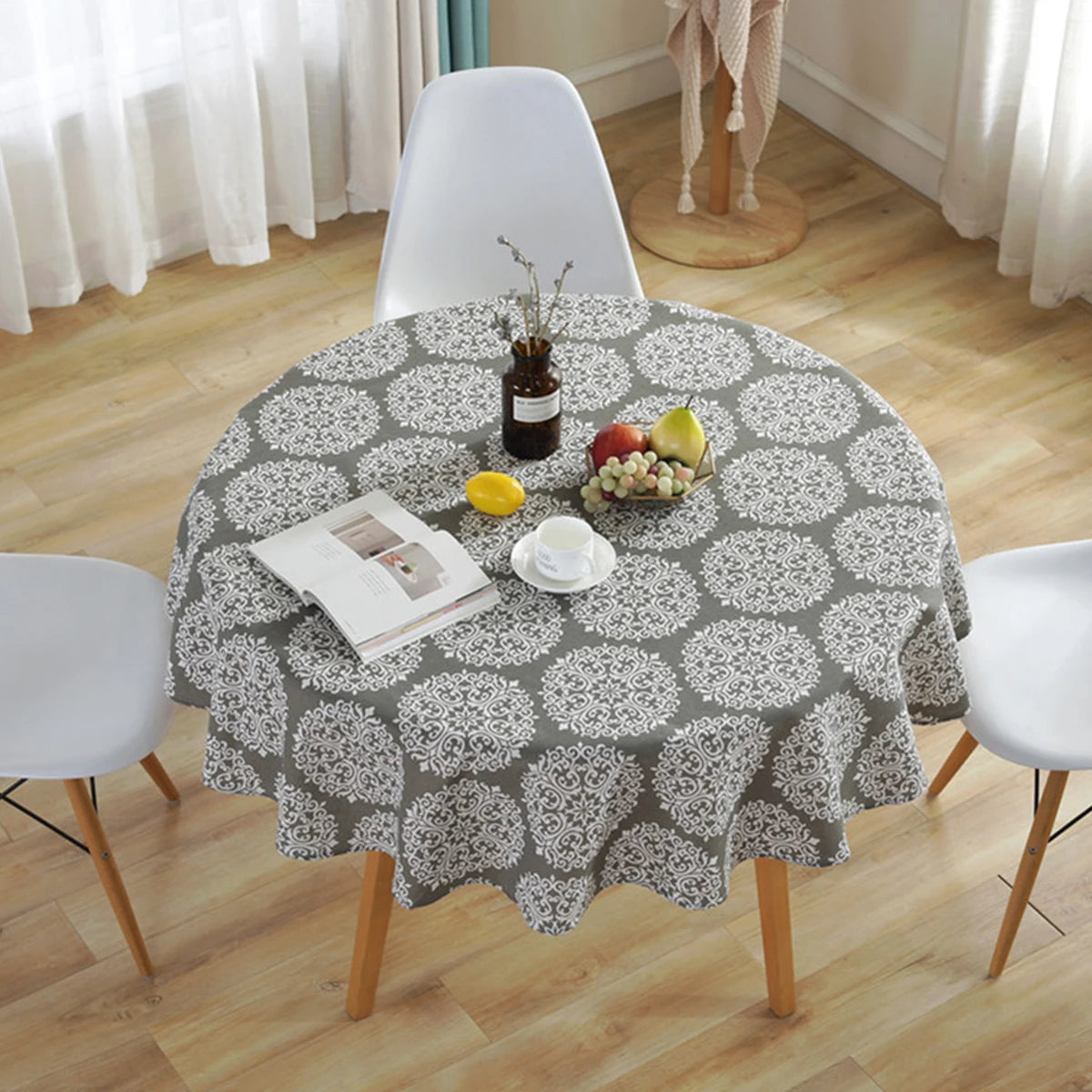 Nappe Ronde Nordique 🌿 | Coton Lin Lavable – 4 Coloris – 120 & 150 cm – Mariage, Fêtes
