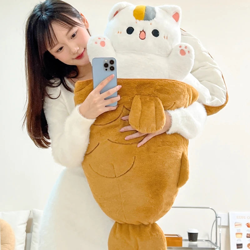 Peluche Kawaii Chat Taiyaki & Lapin Carotte – Coussin Doudou Anime | 27 à 80cm