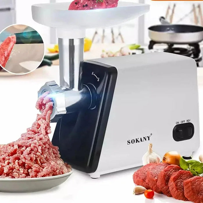 Hachoir à Viande Électrique 3 Vitesses – Inox, Mixeur Multifonction Légumes & Viande, 2L