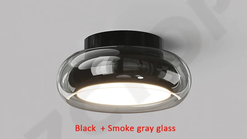 Plafonnier LED Nordique en Verre – Dimmable, Télécommande, Chrome ou Noir | Nordic Glass Ceiling Light