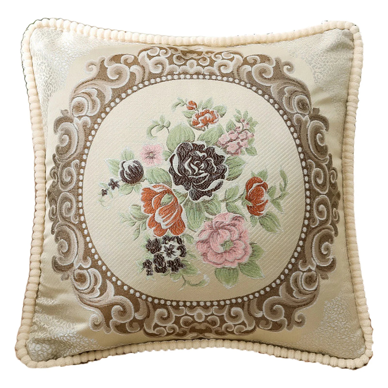 Housse de Coussin Décorative Jacquard 🌸 | Motifs Brodés – Douce & Lavable