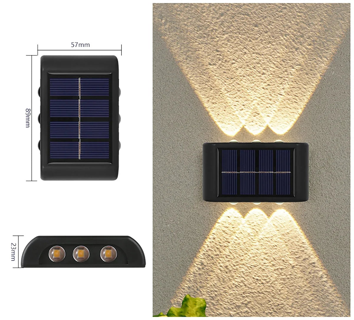 Waterproof Solar LED Wall Light – 4 to 16 LEDs – Outdoor Lighting
