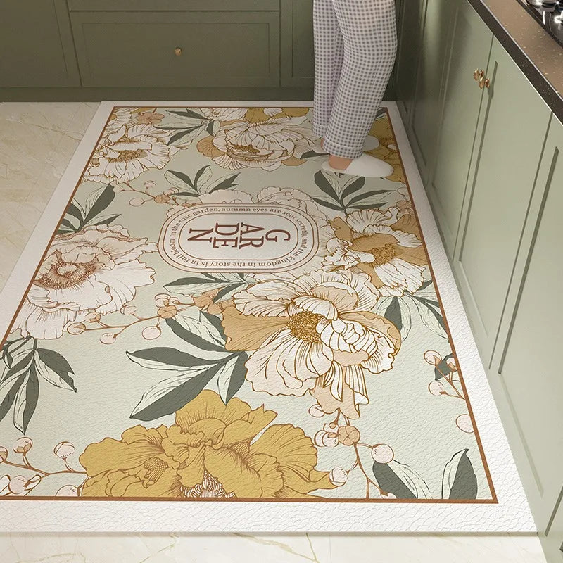 Tapis de Cuisine PVC Floral 🌸 | Imperméable & Antidérapant – 5 Coloris – 19 Tailles