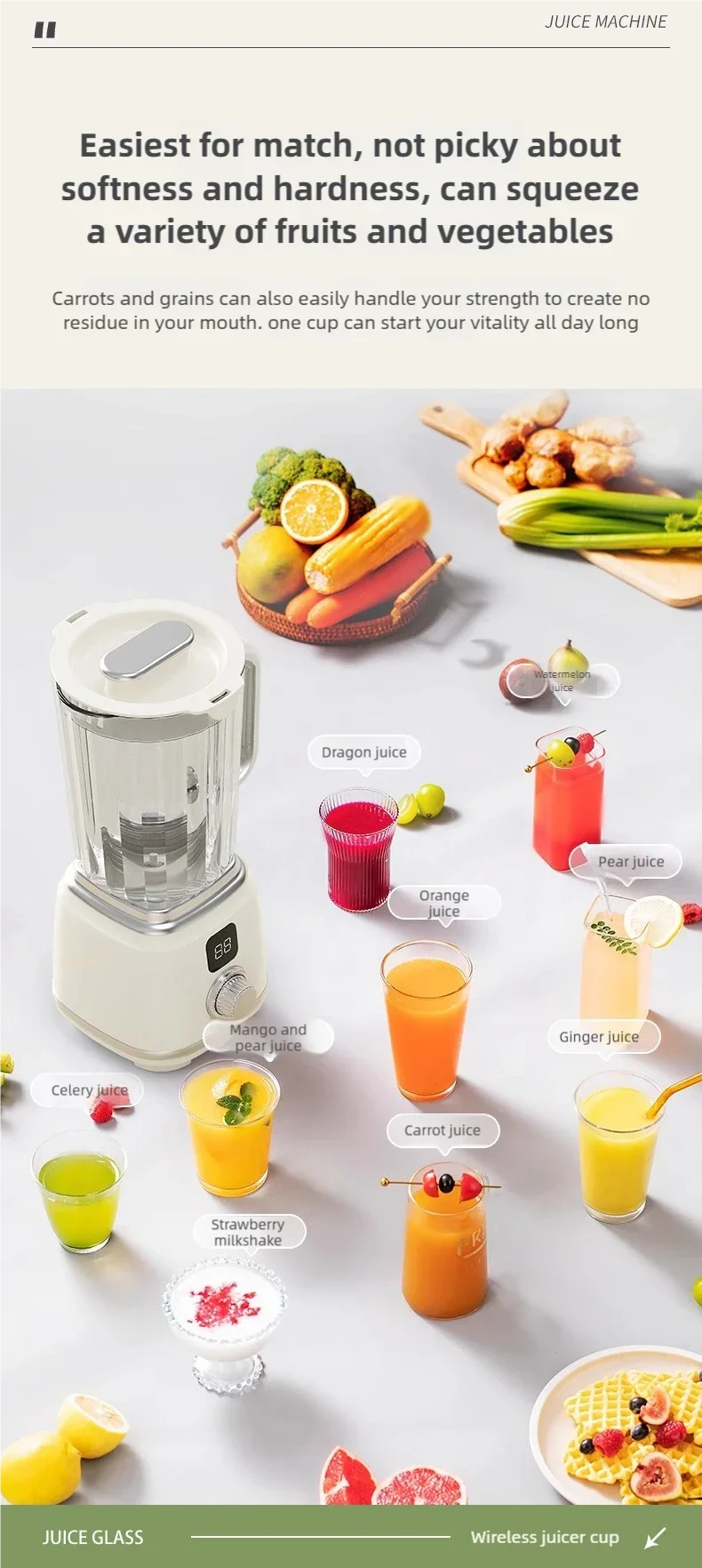 Extracteur de Jus Multifonction 10 Lames – Blender & Broyeur Glace, Haut Rendement