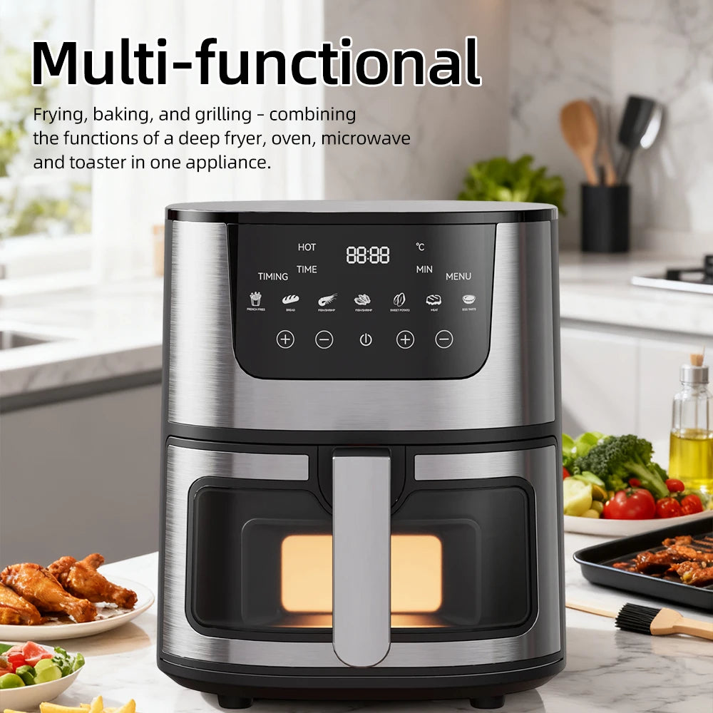 Friteuse à Air Visuelle 7L DIVEDEER – 1400W, Multifonction, Sans Huile