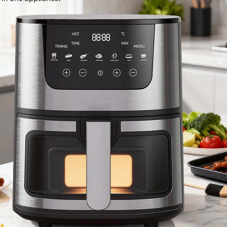 Friteuse à Air Chaud 7L – Sans Huile, Multifonction, Inox | 1400W