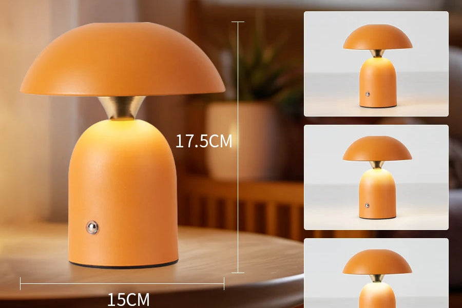 Lampe de Bureau Champignon LED – Tactile, Rechargeable & Dimmable – Style Nordique