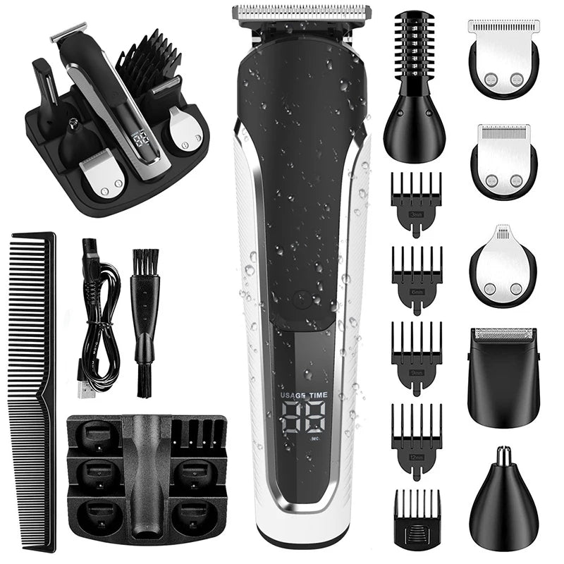 Tondeuse Multifonction 6-en-1 – Barbe, Corps, Waterproof | Rechargeable USB
