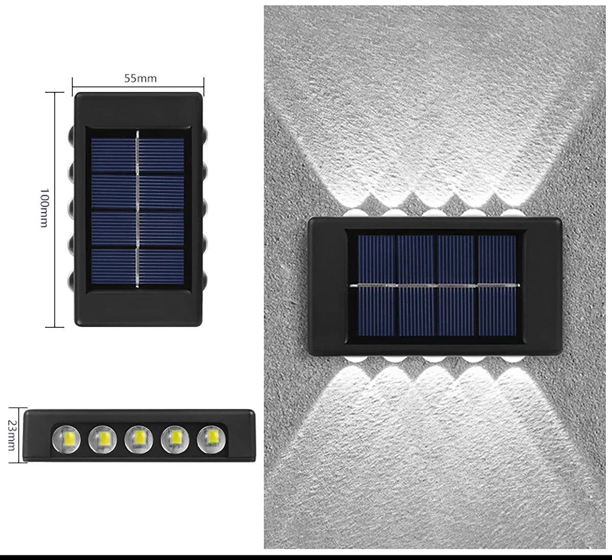 Waterproof Solar LED Wall Light – 4 to 16 LEDs – Outdoor Lighting