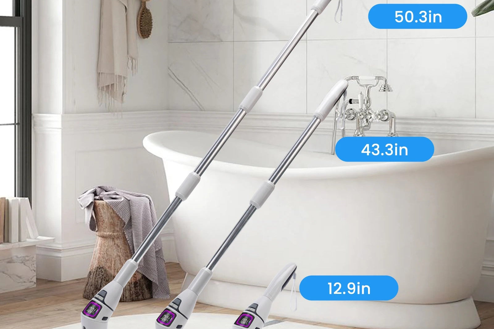 Brosse Électrique de Nettoyage Sans Fil – Télescopique 33-128cm, IPX7 | 13 Têtes