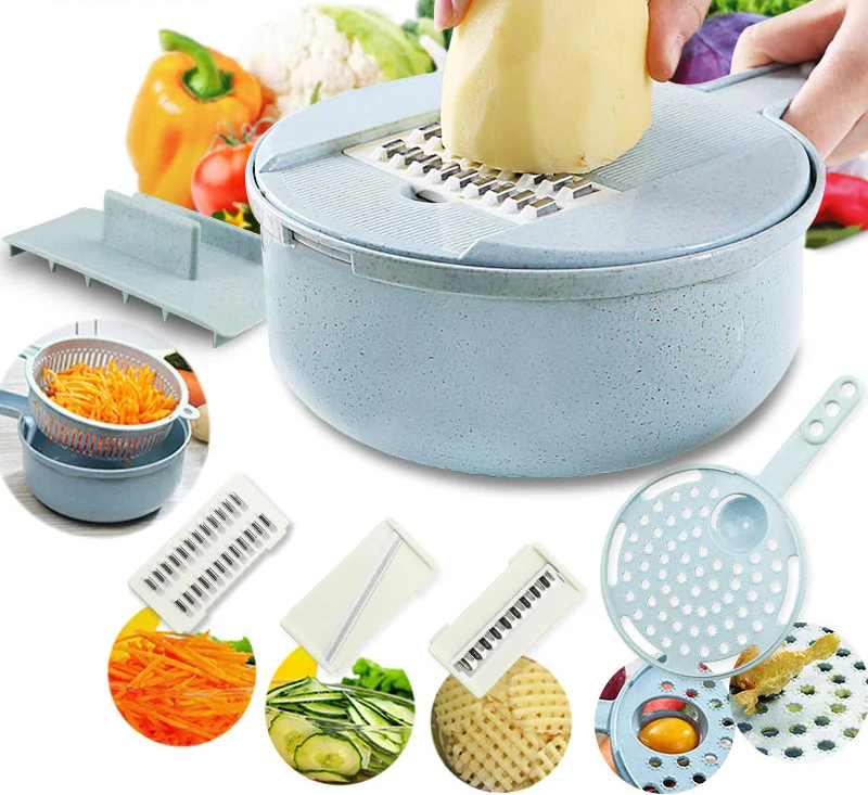 Coupe‑Légumes Multifonction 6‑en‑1 – Mandoline & Râpe Manuelle – Accessoire de Cuisine