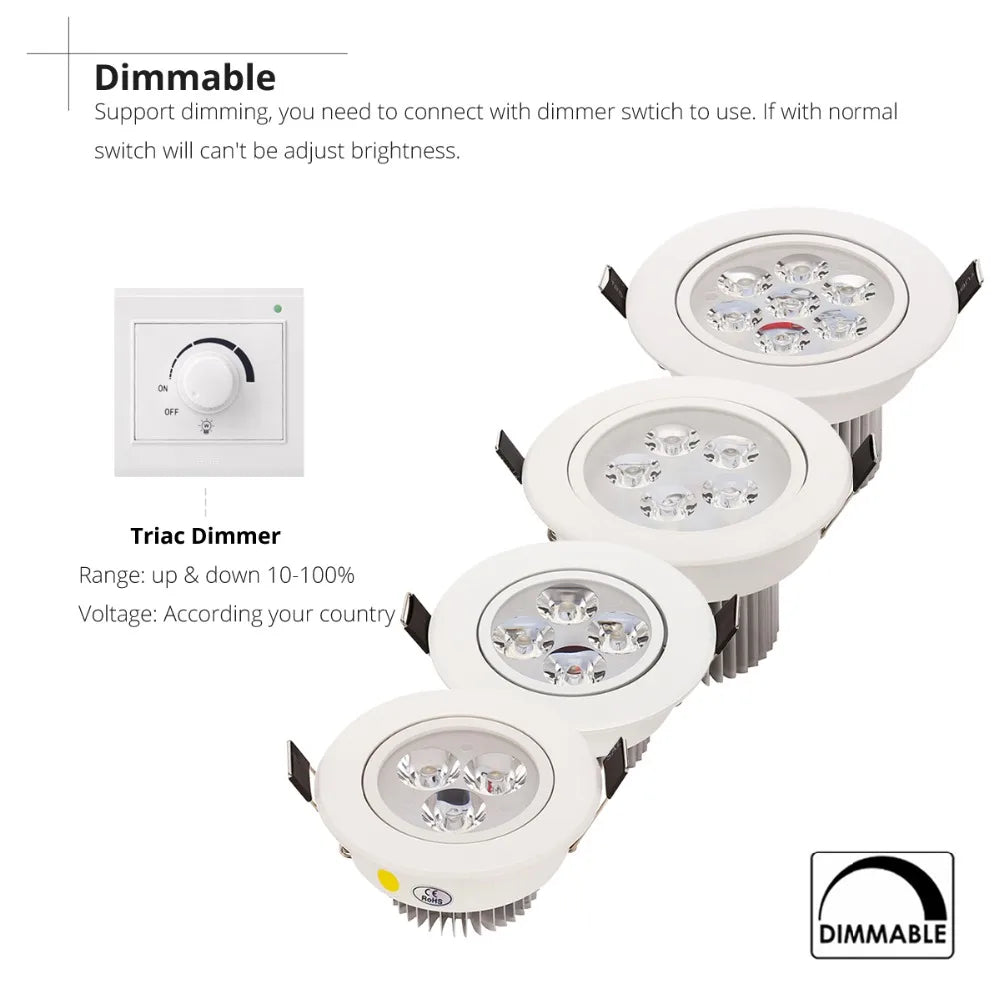 Spot LED Encastré Dimmable – 9W / 12W / 15W – Lumière Chaude / Naturelle / Blanche