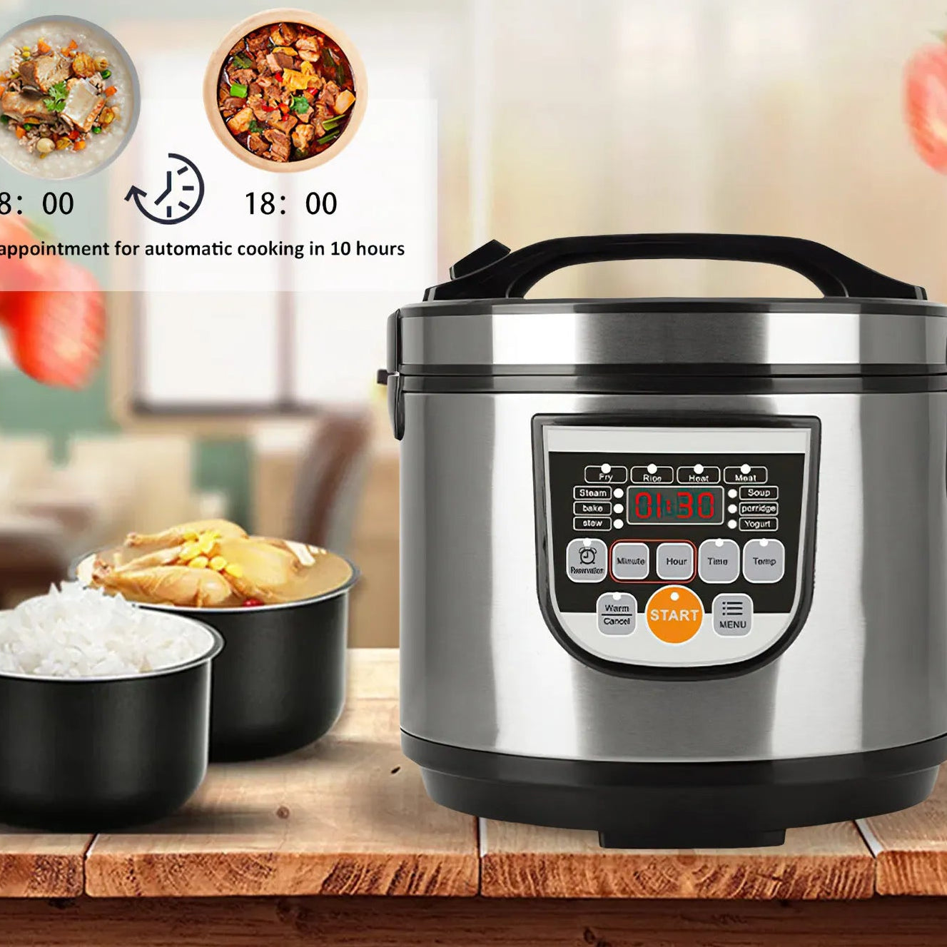Cuiseur de Riz Portable 5L – Multi‑Cuiseur Électrique, Soupe, Porridge &amp; Vapeur