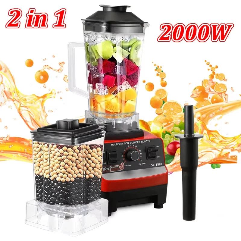 Blender Professionnel 2000W – Mixeur 2‑en‑1 Smoothies, Jus &amp; Préparations Bébé
