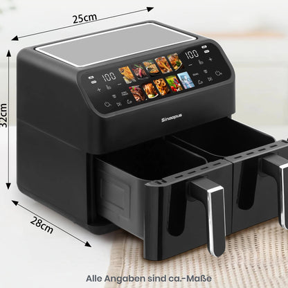 Friteuse à Air Chaud Double Panier 9L – 2x4,5L, 10 Programmes, LED | 2000W