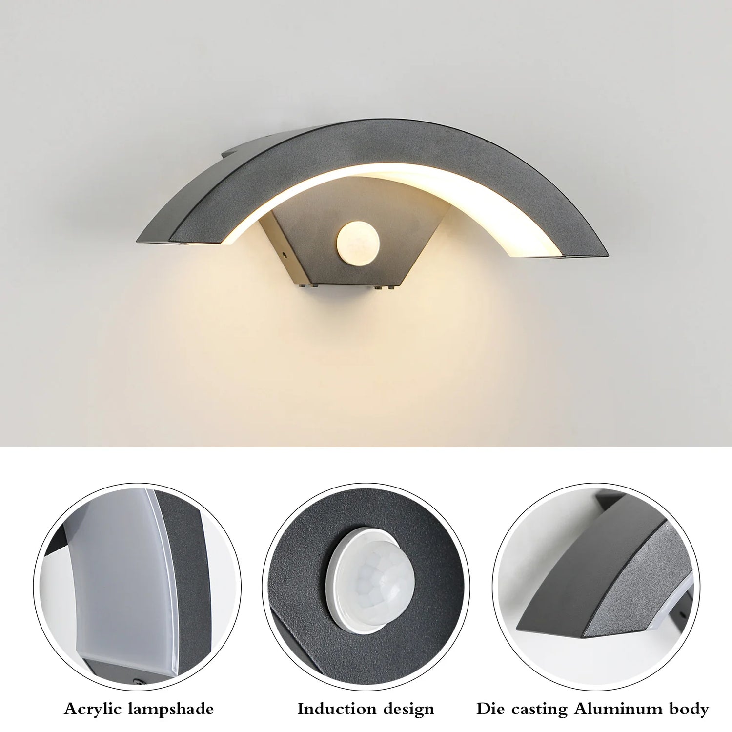 Applique Murale Extérieure LED 24W – Détecteur de Mouvement, IP65, Noir 3000K | Wall Sconce
