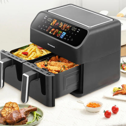 Friteuse à Air Chaud Double Panier 9L – 2x4,5L, 10 Programmes, LED | 2000W