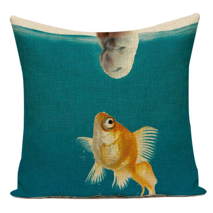 Housse de Coussin Décorative Animaux 🐱🦩 | Motifs Cartoon – Canapé, Chambre &amp; Voiture