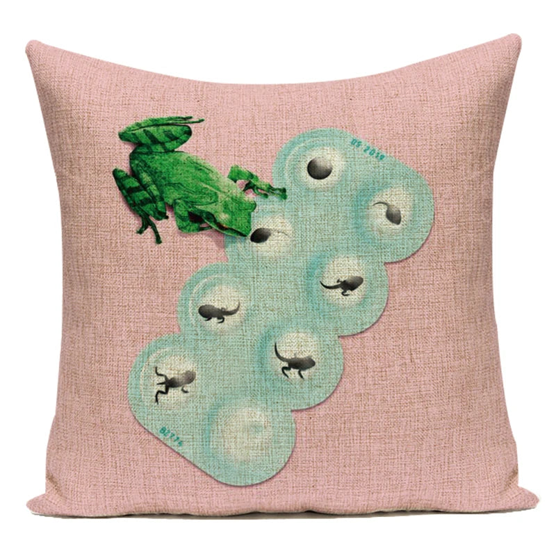 Housse de Coussin Décorative Animaux 🐱🦩 | Motifs Cartoon – Canapé, Chambre &amp; Voiture