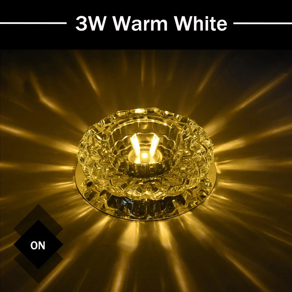 Lampe LED de Plafond en Cristal – 3W, 5W ou 10W – Éclairage Moderne