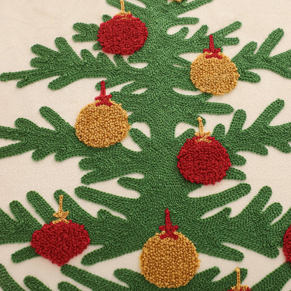 Housse de Coussin Brodée – Sapin de Noël
